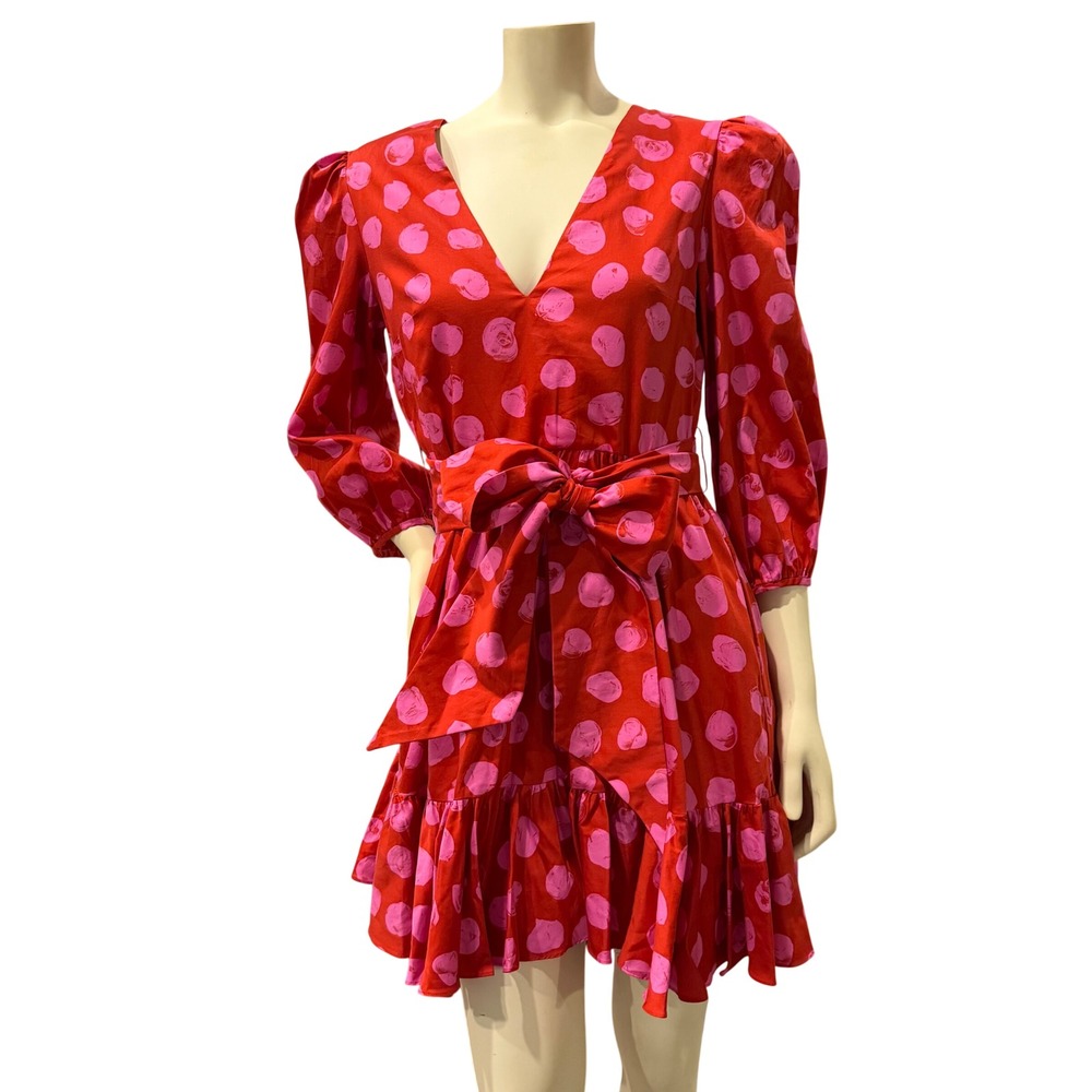 Borgo De Nor Anita Polka Dot Mini Poplin Dress Women Size 12